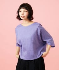 GJKGE43150 Jocomomola(ホコモモラ) Frijol ドットジャカードドルマンスリーブカットソー ラベンダー