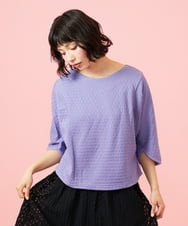 GJKGE43150 Jocomomola(ホコモモラ) Frijol ドットジャカードドルマンスリーブカットソー ラベンダー