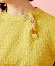 GJKGE44150 Jocomomola(ホコモモラ) Frijol ドットジャカードワンポイント刺繍カットソー イエロー