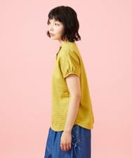 GJKGE44150 Jocomomola(ホコモモラ) Frijol ドットジャカードワンポイント刺繍カットソー イエロー