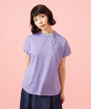 GJKGE44150 Jocomomola(ホコモモラ) Frijol ドットジャカードワンポイント刺繍カットソー ラベンダー