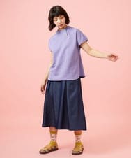 GJKGE44150 Jocomomola(ホコモモラ) Frijol ドットジャカードワンポイント刺繍カットソー ラベンダー