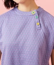 GJKGE44150 Jocomomola(ホコモモラ) Frijol ドットジャカードワンポイント刺繍カットソー ラベンダー