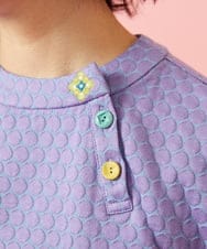 GJKGE44150 Jocomomola(ホコモモラ) Frijol ドットジャカードワンポイント刺繍カットソー ラベンダー