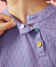 GJKGE44150 Jocomomola(ホコモモラ) Frijol ドットジャカードワンポイント刺繍カットソー ラベンダー