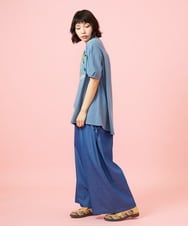 GJKGE45170 Jocomomola(ホコモモラ) 【接触冷感】Fresco 天竺フラワーアップリケTシャツ ブルー