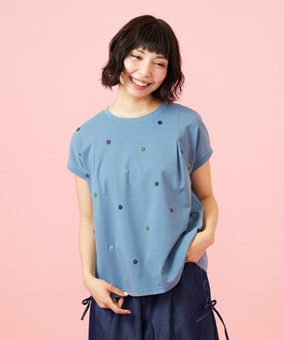 GJKGE46160  【接触冷感】Fresco 天竺ドットTシャツ