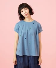 GJKGE46160 Jocomomola(ホコモモラ) 【接触冷感】Fresco 天竺ドットTシャツ ブルー