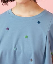 GJKGE46160 Jocomomola(ホコモモラ) 【接触冷感】Fresco 天竺ドットTシャツ ブルー