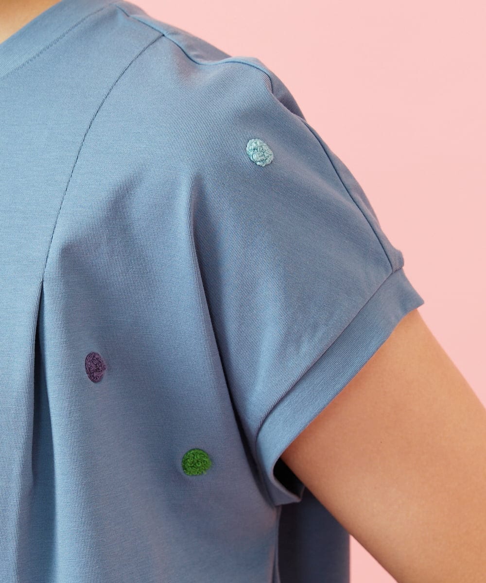 GJKGE46160 Jocomomola(ホコモモラ) 【接触冷感】Fresco 天竺ドットTシャツ ブルー