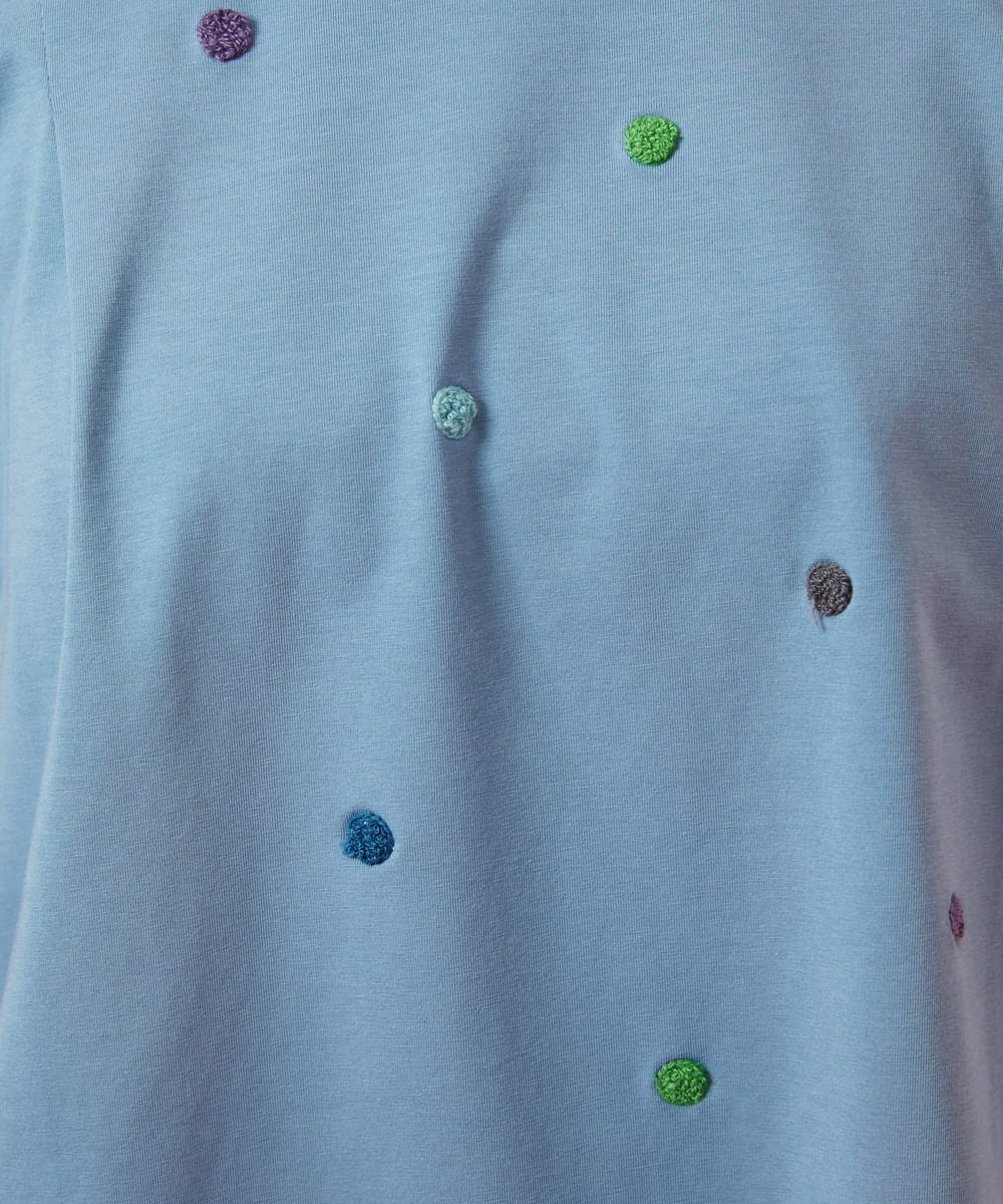 GJKGE46160 Jocomomola(ホコモモラ) 【接触冷感】Fresco 天竺ドットTシャツ ブルー
