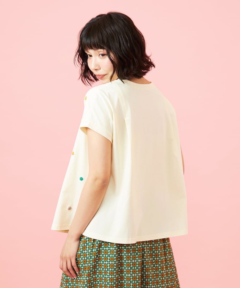 GJKGE46160 Jocomomola(ホコモモラ) 【接触冷感】Fresco 天竺ドットTシャツ アイボリー