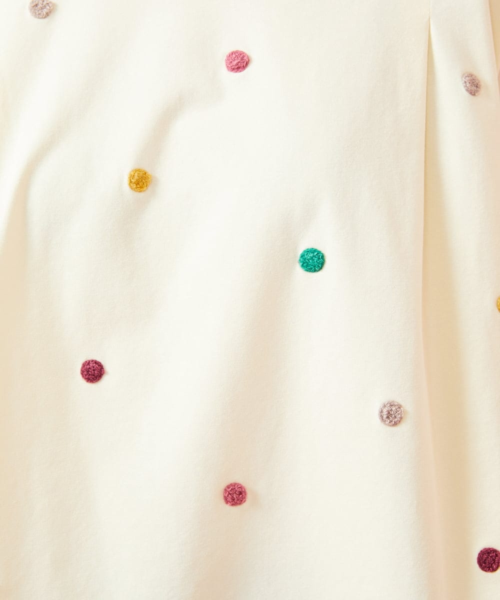 GJKGE46160 Jocomomola(ホコモモラ) 【接触冷感】Fresco 天竺ドットTシャツ アイボリー