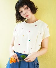 GJKGE46160 Jocomomola(ホコモモラ) 【接触冷感】Fresco 天竺ドットTシャツ アイボリー