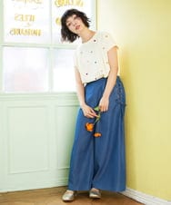 GJKGE46160 Jocomomola(ホコモモラ) 【接触冷感】Fresco 天竺ドットTシャツ アイボリー