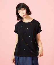 GJKGE46160 Jocomomola(ホコモモラ) 【接触冷感】Fresco 天竺ドットTシャツ ブラック