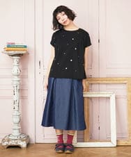 GJKGE46160 Jocomomola(ホコモモラ) 【接触冷感】Fresco 天竺ドットTシャツ ブラック