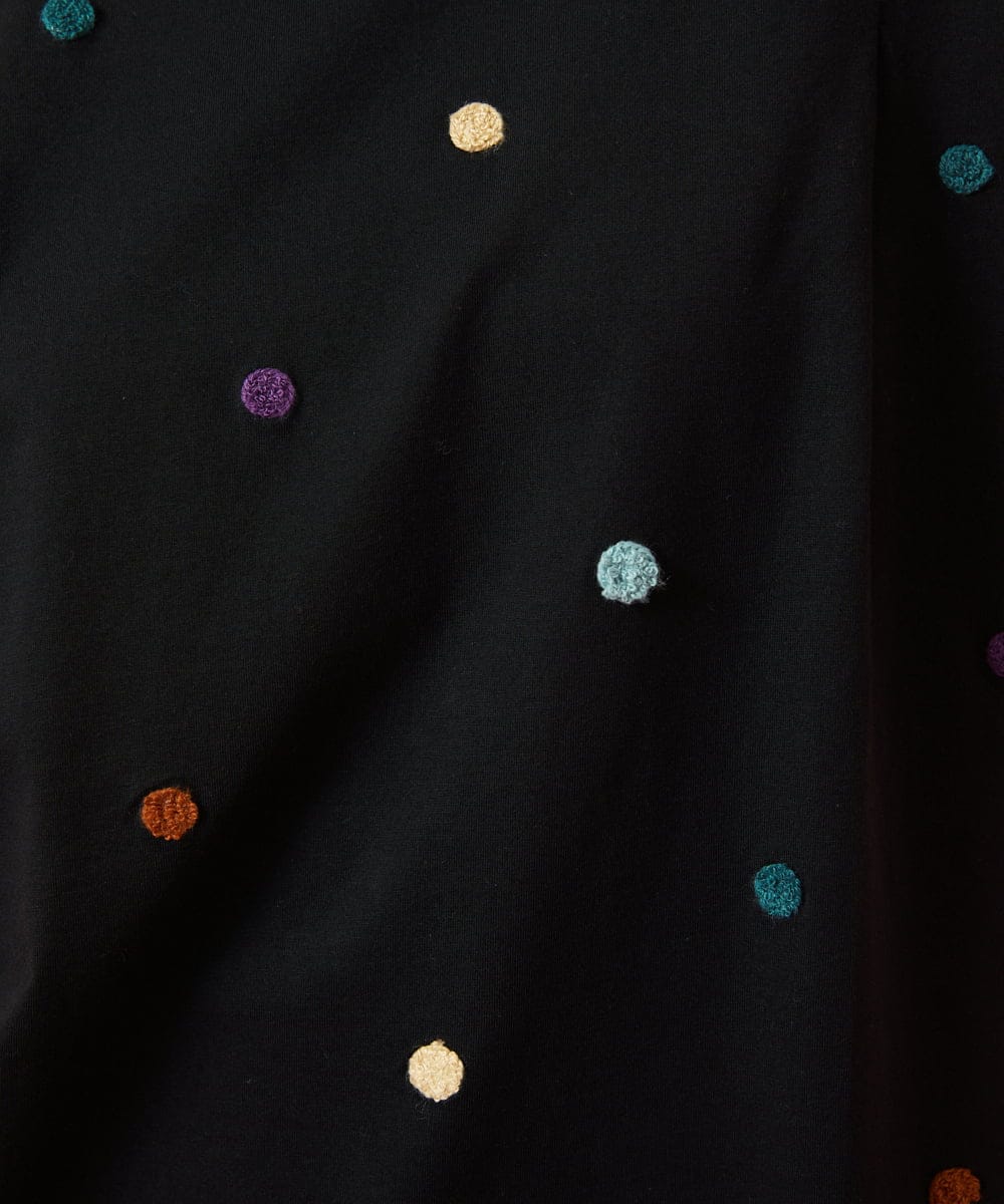 GJKGE46160 Jocomomola(ホコモモラ) 【接触冷感】Fresco 天竺ドットTシャツ ブラック