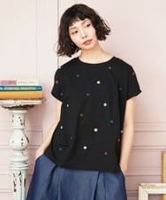 GJKGE46160 Jocomomola(ホコモモラ) 【接触冷感】Fresco 天竺ドットTシャツ ブラック