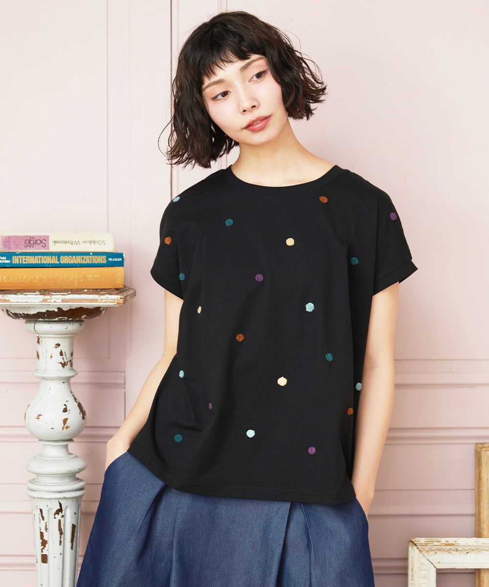GJKGE46160 Jocomomola 【接触冷感】Fresco 天竺ドットTシャツ