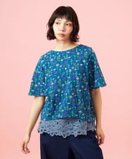 GJKGE47120 Jocomomola(ホコモモラ) 【接触冷感】Fresco 天竺レースタンクトップ ブルー