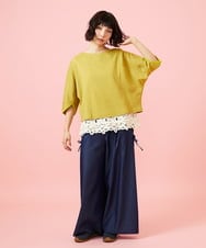 GJKGE47120 Jocomomola(ホコモモラ) 【接触冷感】Fresco 天竺レースタンクトップ アイボリー