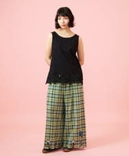 GJKGE47120 Jocomomola(ホコモモラ) 【接触冷感】Fresco 天竺レースタンクトップ ブラック
