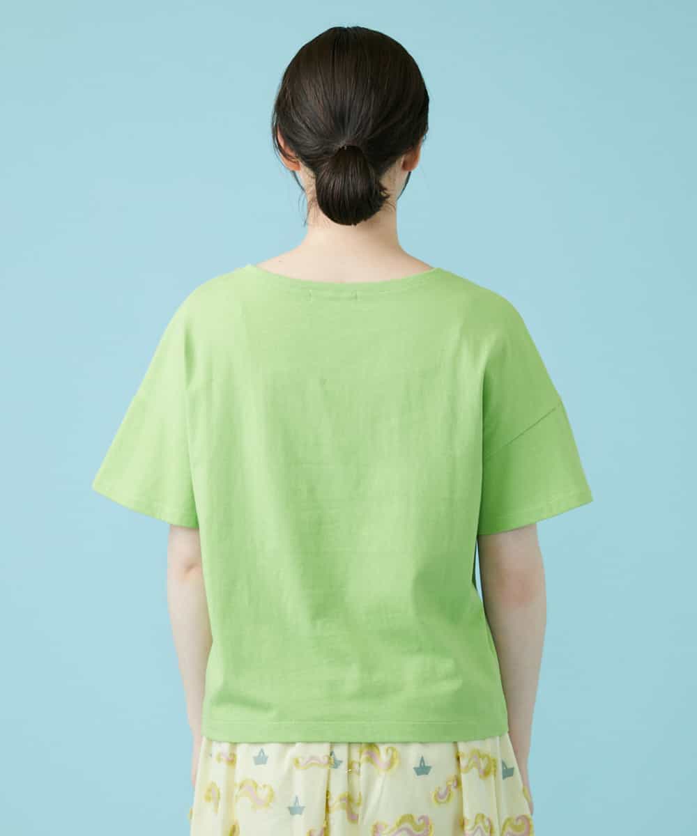 GJKGP35120 Jocomomola(ホコモモラ) Pop 刺繍アップリケTシャツ グリーン