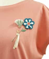 GJKGQ40110 Jocomomola(ホコモモラ) Flor ワンポイント刺繍Ｔシャツ ピンク