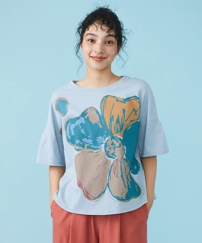 GJKGS34140  Buen viaje 花プリントTシャツ