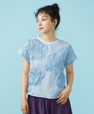 GJKGS38160 Jocomomola(ホコモモラ) Hinchado ジャカードカットソー ブルー