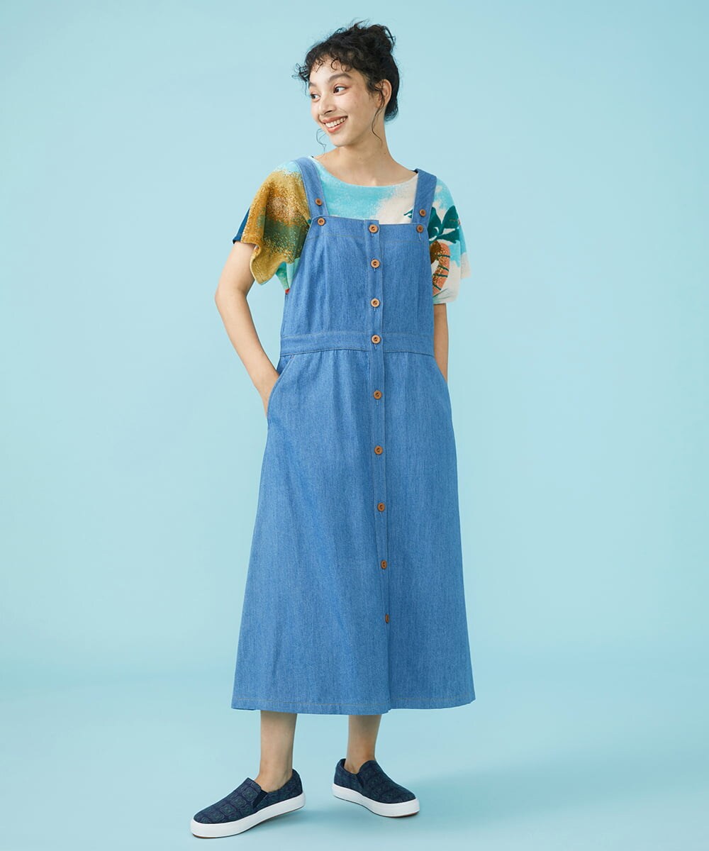 GJKGT02160 Jocomomola(ホコモモラ) Vacacione ジャカードカットソー ライトブルー