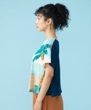 GJKGT02160 Jocomomola(ホコモモラ) Vacacione ジャカードカットソー ライトブルー
