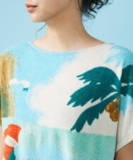GJKGT02160 Jocomomola(ホコモモラ) Vacacione ジャカードカットソー ライトブルー