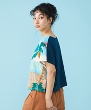 GJKGT02160 Jocomomola(ホコモモラ) Vacacione ジャカードカットソー ライトブルー