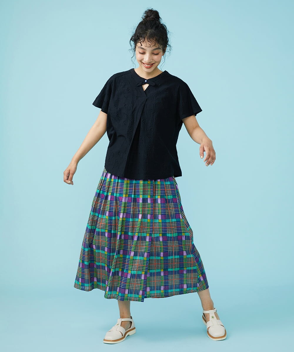 GJKGT43160 Jocomomola(ホコモモラ) Reflexion リップルカットソー ブルー