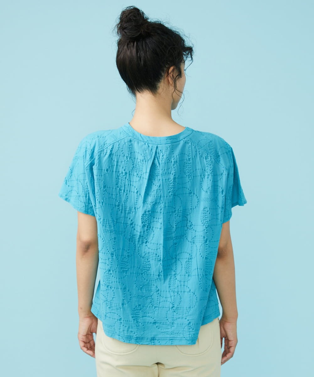 GJKGT43160 Jocomomola(ホコモモラ) Reflexion リップルカットソー ブルー