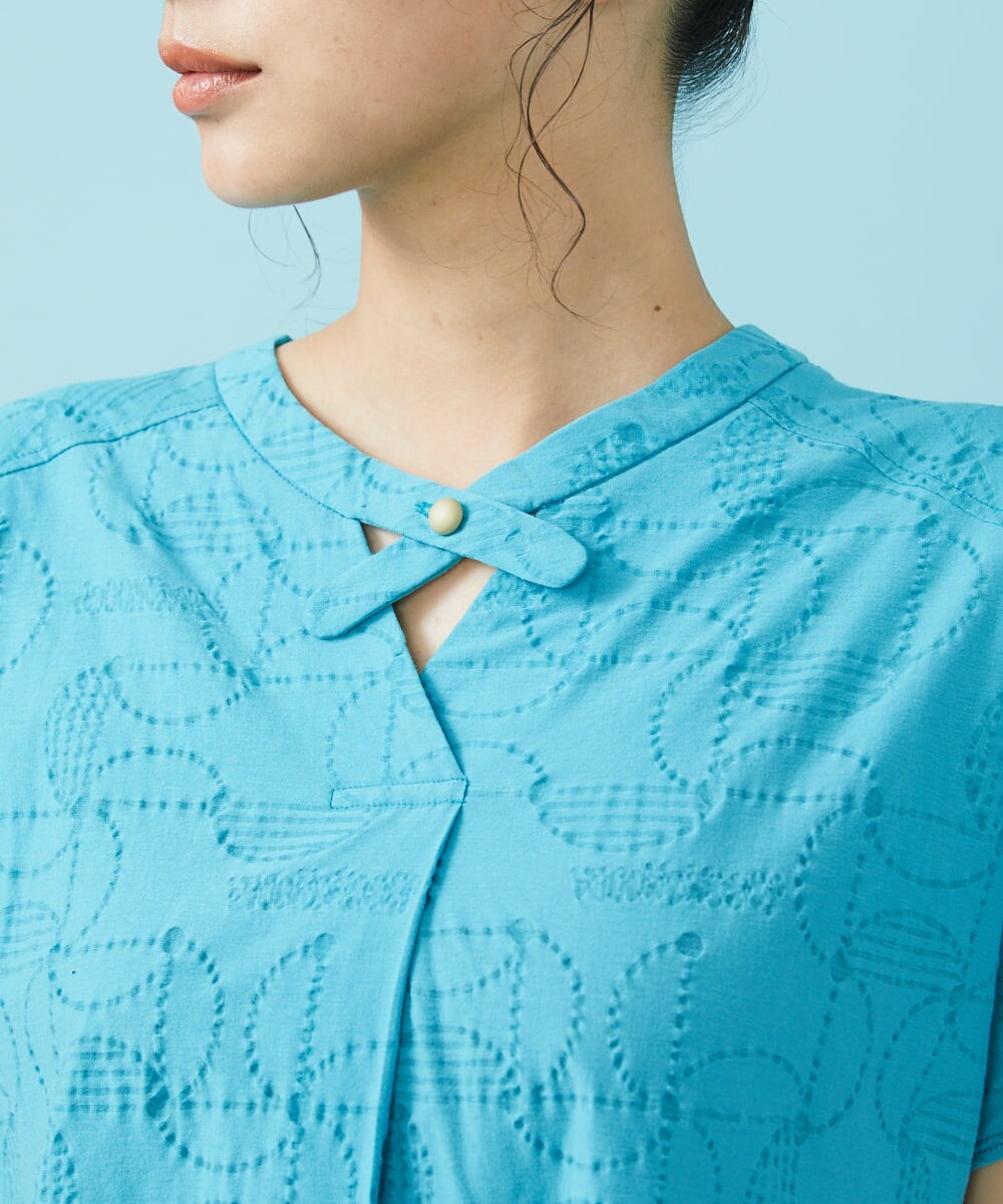 GJKGT43160 Jocomomola(ホコモモラ) Reflexion リップルカットソー ブルー
