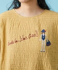 GJKGT46150 Jocomomola(ホコモモラ) Lugarrocoso ジャカードホコガール刺繍カットソー ブルー