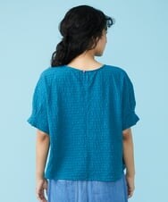 GJKGT46150 Jocomomola(ホコモモラ) Lugarrocoso ジャカードホコガール刺繍カットソー ブルー
