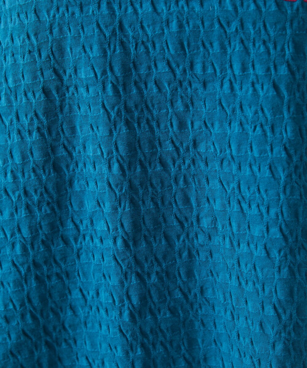GJKGT46150 Jocomomola(ホコモモラ) Lugarrocoso ジャカードホコガール刺繍カットソー ブルー