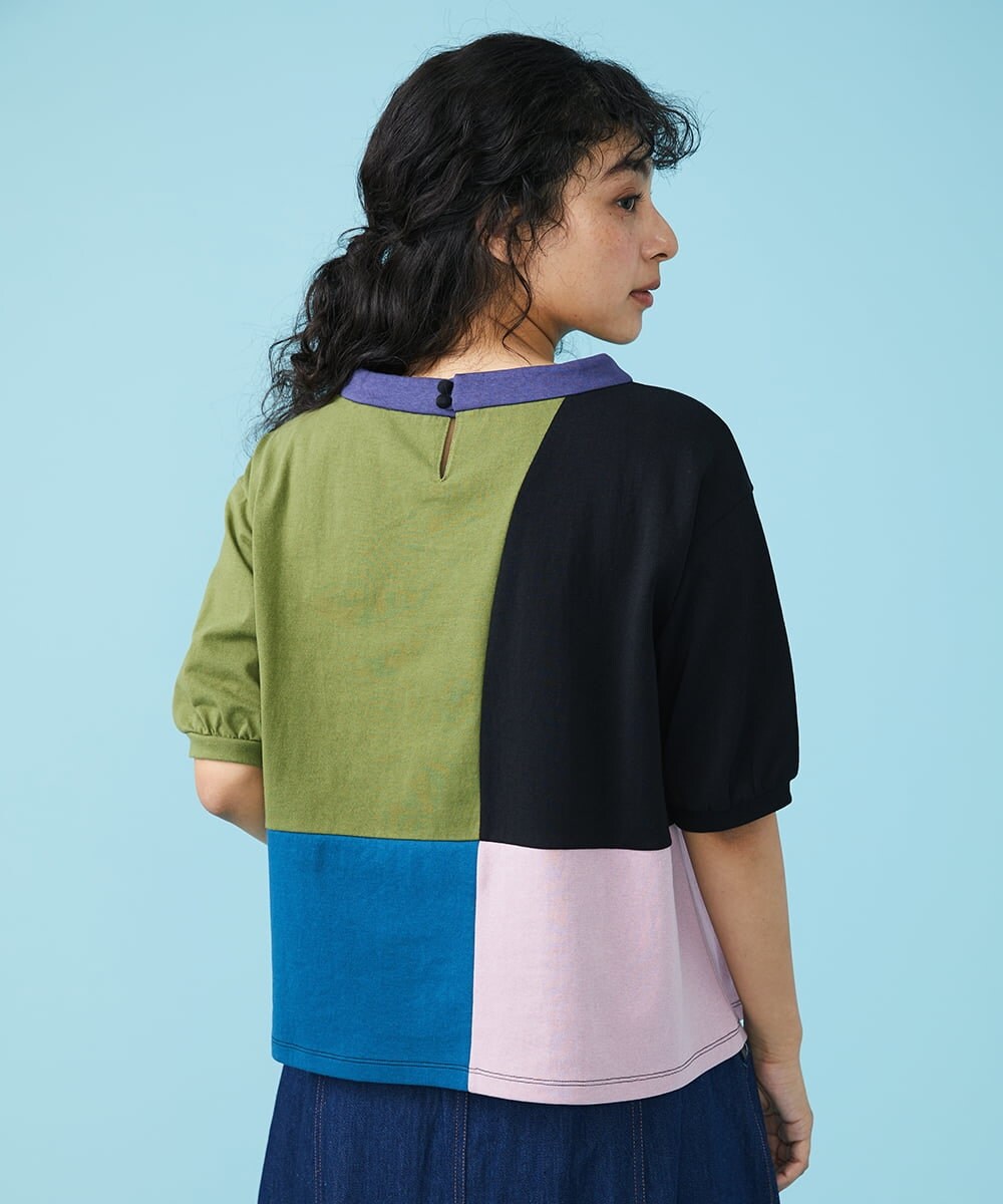 GJKGT47150 Jocomomola(ホコモモラ) Multicolor パッチワークカットソー ベージュ