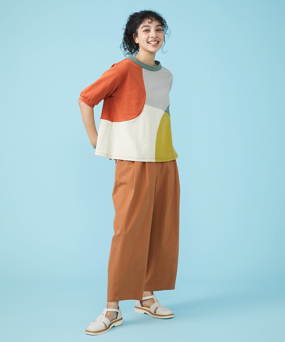 GJKGT47150 Jocomomola(ホコモモラ) Multicolor パッチワークカットソー ベージュ