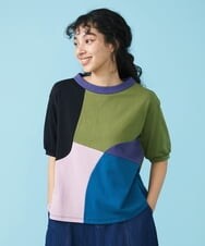 GJKGT47150 Jocomomola(ホコモモラ) Multicolor パッチワークカットソー ブラック
