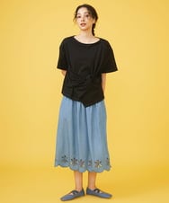 GJKGV35140 Jocomomola(ホコモモラ) Enredadera 異素材ドッキングTシャツ アイボリー