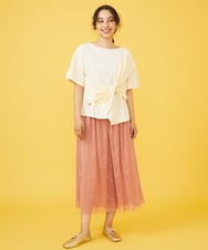 GJKGV35140 Jocomomola(ホコモモラ) Enredadera 異素材ドッキングTシャツ アイボリー