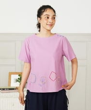 GJKHA30150 Jocomomola(ホコモモラ) Escala floral フラワー刺繍クラフトTシャツ ラベンダー