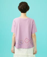 GJKHA30150 Jocomomola(ホコモモラ) 【早割10％OFF】フラワー刺繍クラフトTシャツ ラベンダー