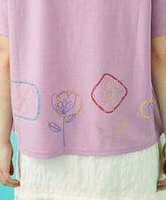 GJKHA30150 Jocomomola(ホコモモラ) 【早割10％OFF】フラワー刺繍クラフトTシャツ ラベンダー