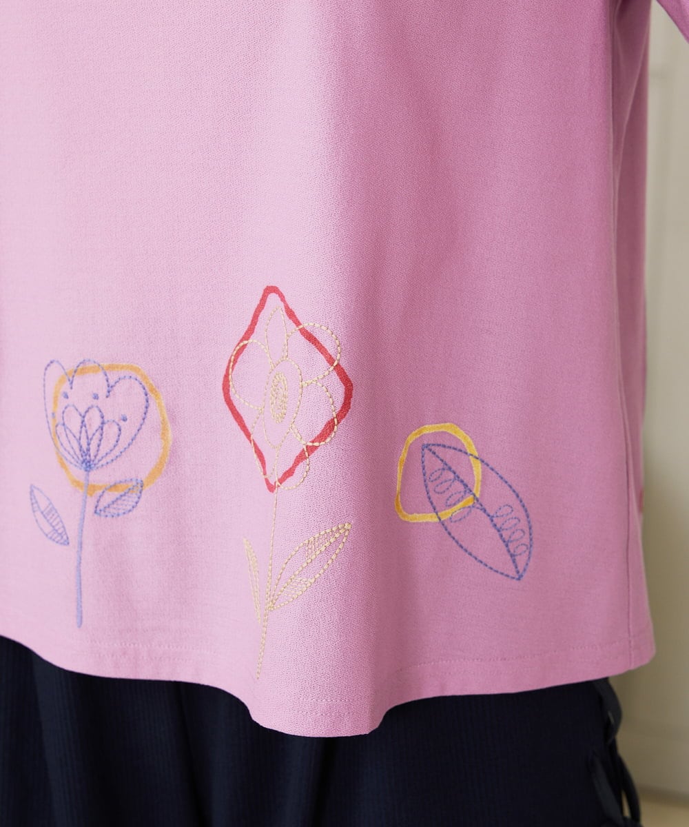 GJKHA30150 Jocomomola(ホコモモラ) Escala floral フラワー刺繍クラフトTシャツ ラベンダー